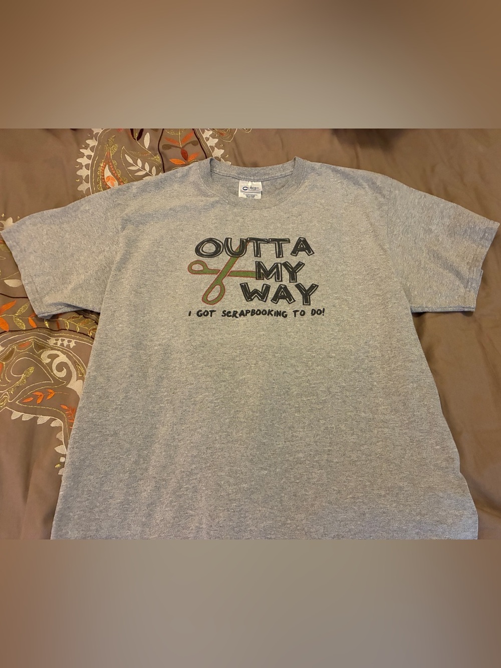 Vintage Outta My Way Grey Graphic Tee - Scrapbooking Design
